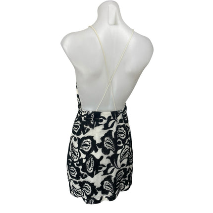 Anthropologie Maeve White Black Paisley Sleeveless Mini Bodycon Dress Size 00