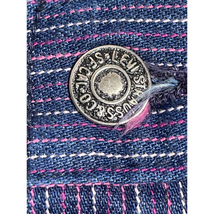 Vintage Levi's Women's Blue Striped High Rise Mini Straight A-Line Denim Skirt M