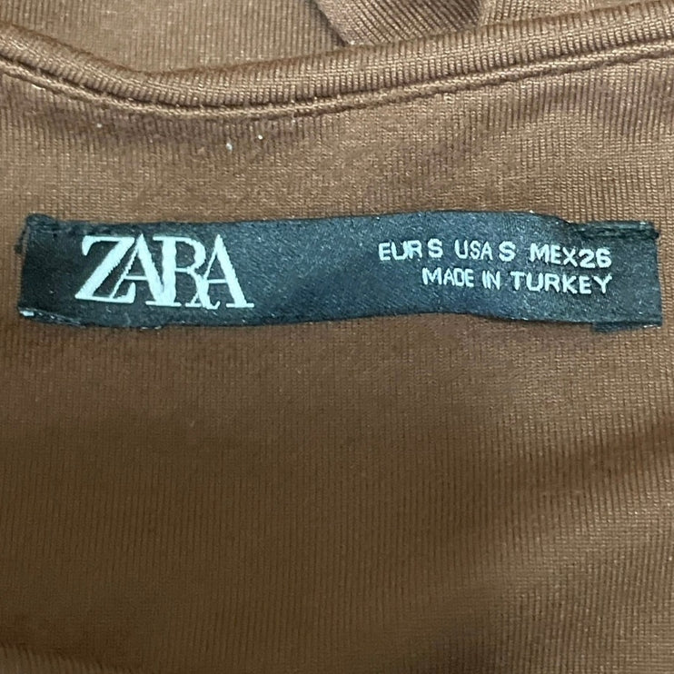 Zara Womens Brown Seamless Sleeveess Racerback Stretch Bodysuit Tank Top Size S