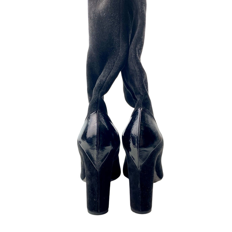 Roberto Del Carlo Women's Black Suede Leather Round Toe Zip Up Tall Boots Size 6