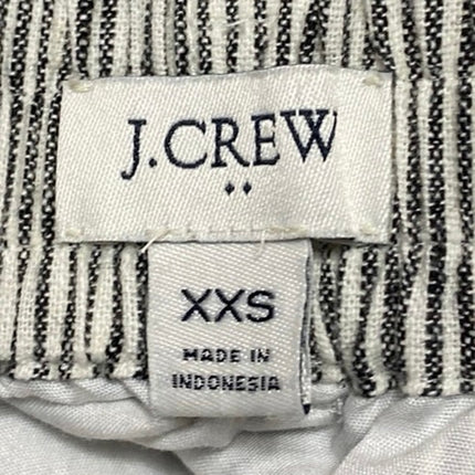 J.Crew White Black Striped Linen Belted Tie High Waist Mini A-Line Skirt Sz XXS