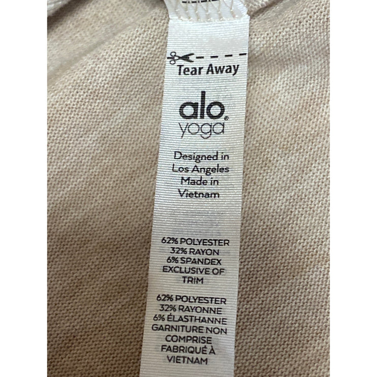 Alo Yoga Women's Beige Long Sleeve Side Slit Crew Neck Sweater Sweatshirt Top S