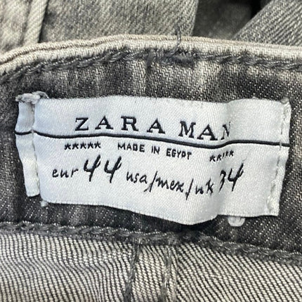 Zara Men's Gray Washed Distressed Mid Rise Casual Skinny Denim Jeans Size 34