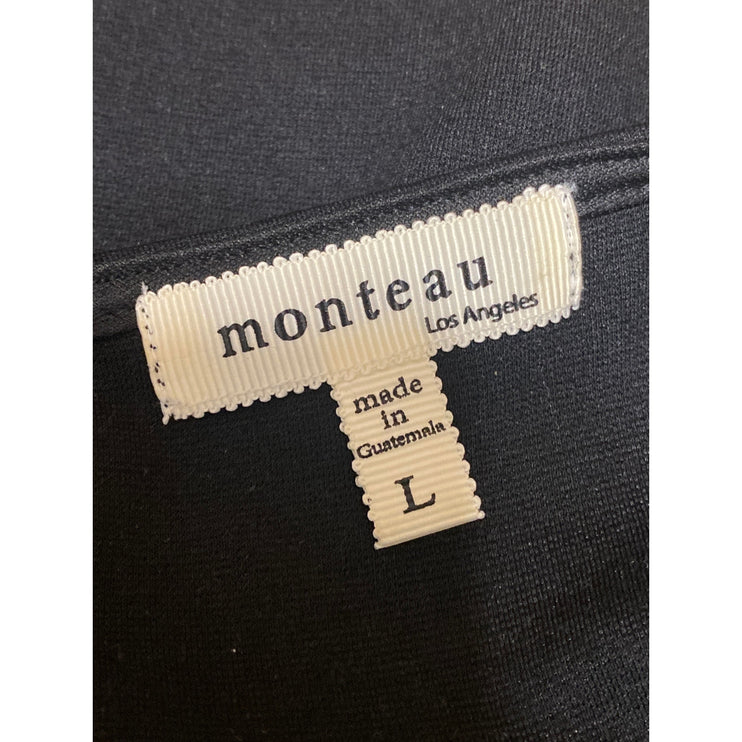 Monteau Women's Black Sleeveless Scallop Pleated Cami Tank A Line Mini Dress L