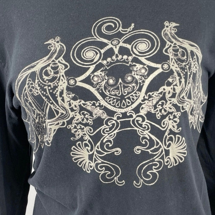 BFL Women's Black Long Sleeve Crew Neck Grunge Graphic T Shirt Tee Top Size XL
