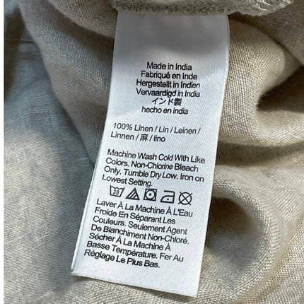 J.Crew Beige 100% Linen Tie Strap Sleeveless Ruffle Cami Camisole Tank Top Sz M