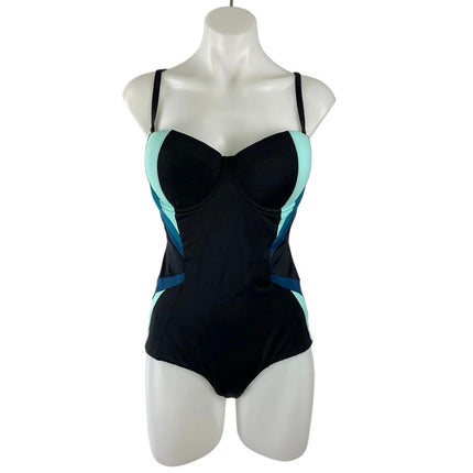 Emily Hsu Women Color Block Sleeveless Sweetheart Neck One Piece Tank Swimwear M