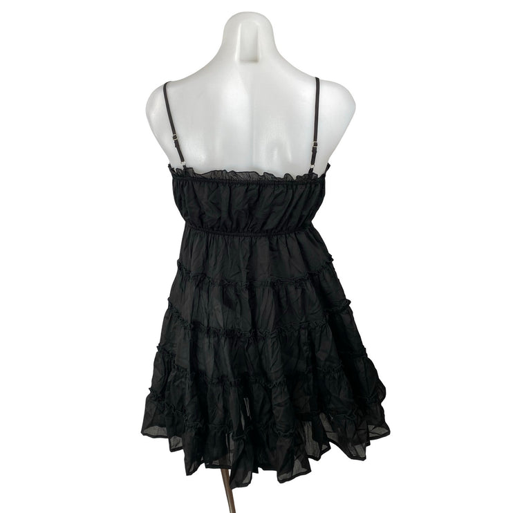 Aqua Womens Black Ruffled Tiered Sleeveless Mini Cami Tank Flare A-Line Dress XS