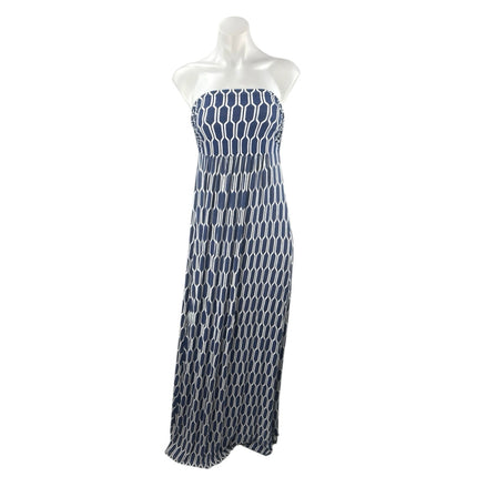 Hourglass Lilly Geometric Ikat Strapless Tube Bandeau Summer Maxi A-Line Dress S