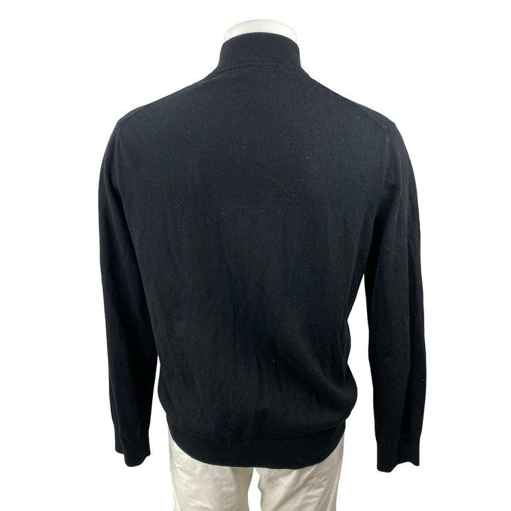 Banana Republic Men's Black Cashmere Long Sleeve Sweatshirt Bomber Coat Jacket L