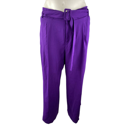 Eloquii Women's Purple High Waisted Tie Front Wide Leg Trousers Pants Size 20
