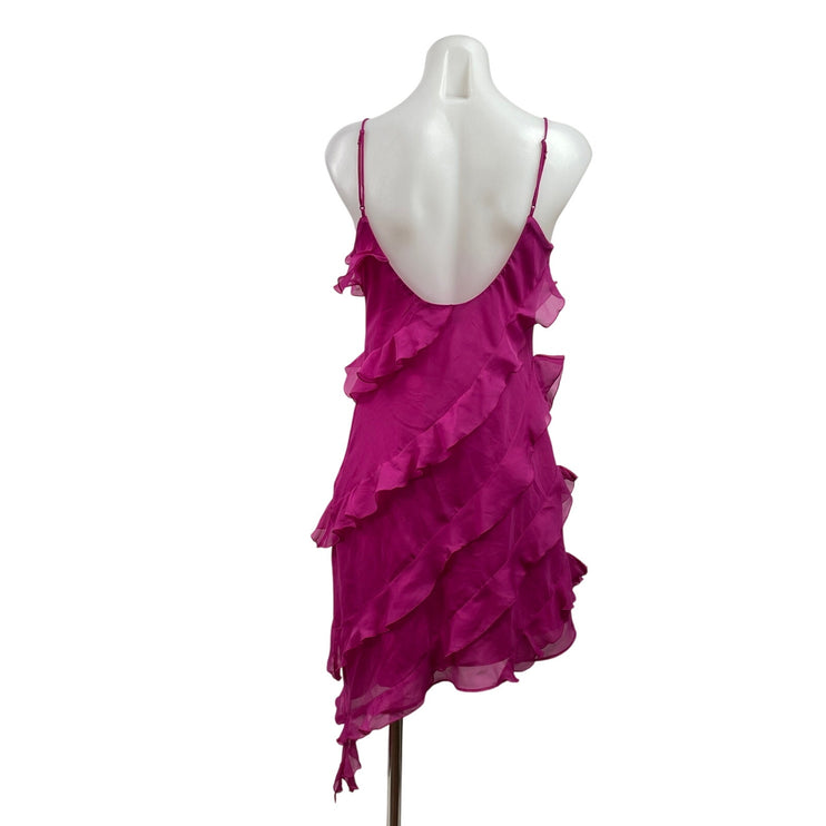 Abercrombie & Fitch Pink Asymmetric Layered Ruffle Cami Mini A-Line Tank Dress M