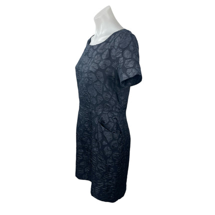 Cos Women's Black Abstract Textured Short Sleeve Mini A-Line Shift Dress Size 8
