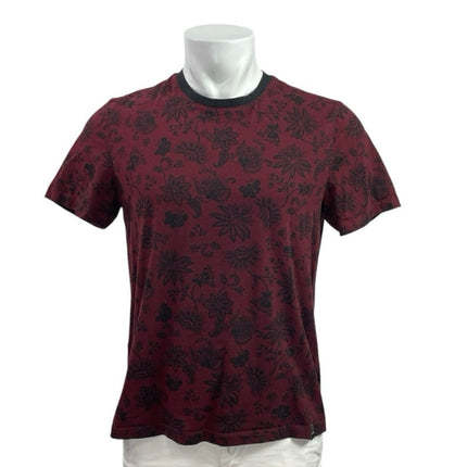 DKNY Men's Red Floral Graphic Crew Neck Shoprt Sleeve Basic Tee T-Shirt Top Sz M