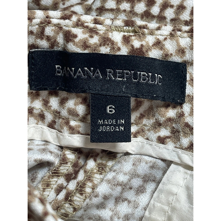 Banana Republic Blake Brown White High Rise Wide Leg Cropped Trousers Pants 6