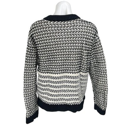 Proenza Schouler Women's Black White Striped Long Sleeve Pullover Sweater Top M