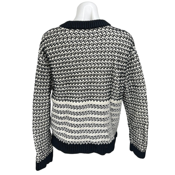Proenza Schouler Women's Black White Striped Long Sleeve Pullover Sweater Top M