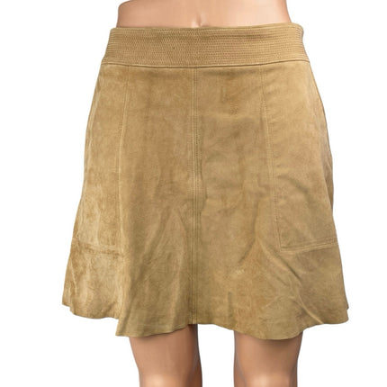 Joie Women's Brown Goat Suede Leather High Rise Mini Flare A-Line Skirt Size 8