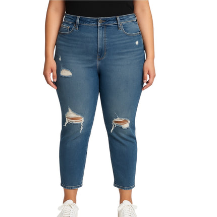 Old Navy O.G. Straight Women's Blue Distressed High Rise Cropped Denim Jeans 10