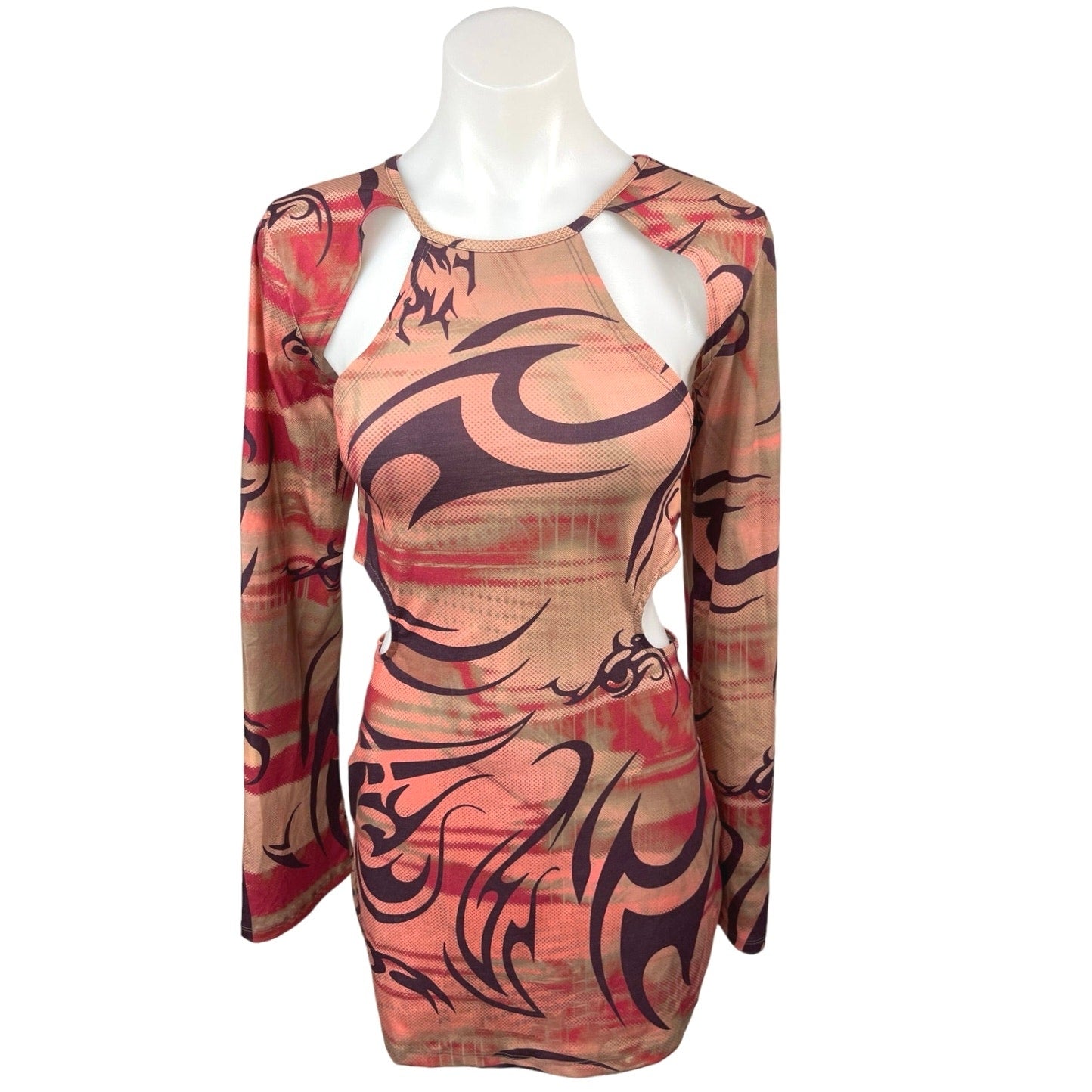 blue dress for baby girl Jaded London Orange Multicolor Abstract Cut Out Long Sleeve Bodycon Dr –  Brie