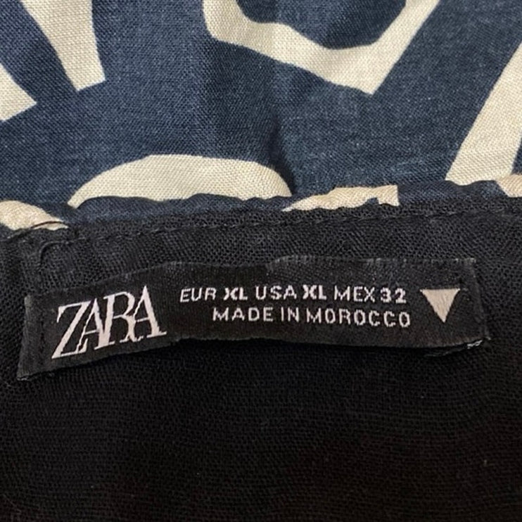 Zara Women's Black Pattern Strapless Sleeveless Bandeau Bustier Tube Tank Top XL