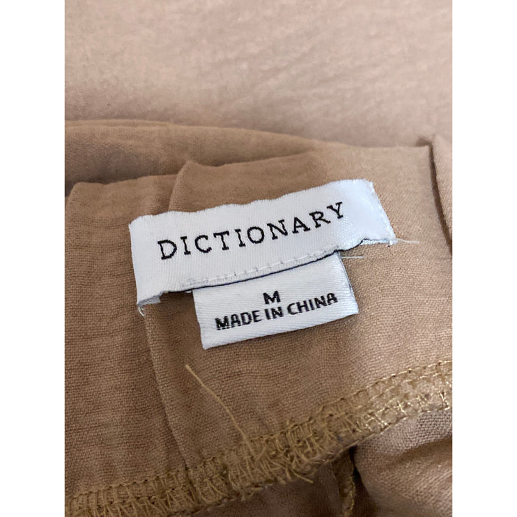Dictionary Brown Tan Tie Waist High Rise Wide Leg Palazzo Trousers Pants Size M