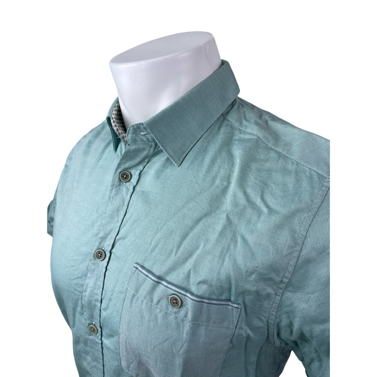 Ted Baker Men's Green Short Sleeve Chest Pocket Button Down Shirt Top Size M