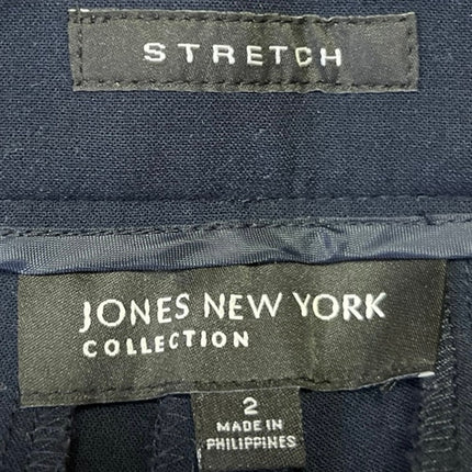 Jones New York Women's Navy Blue Stretch Straight Leg Trouser Dress Pants Size 2