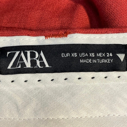 Zara Women's Red Linen Sleeveless Button Up Vest Trousers Pants 2 Piece Set XS