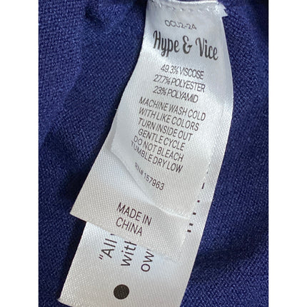 Hype & Vice Women's Blue Sleeveless Crewneck Crop Sweater Vest Tank Top Size S