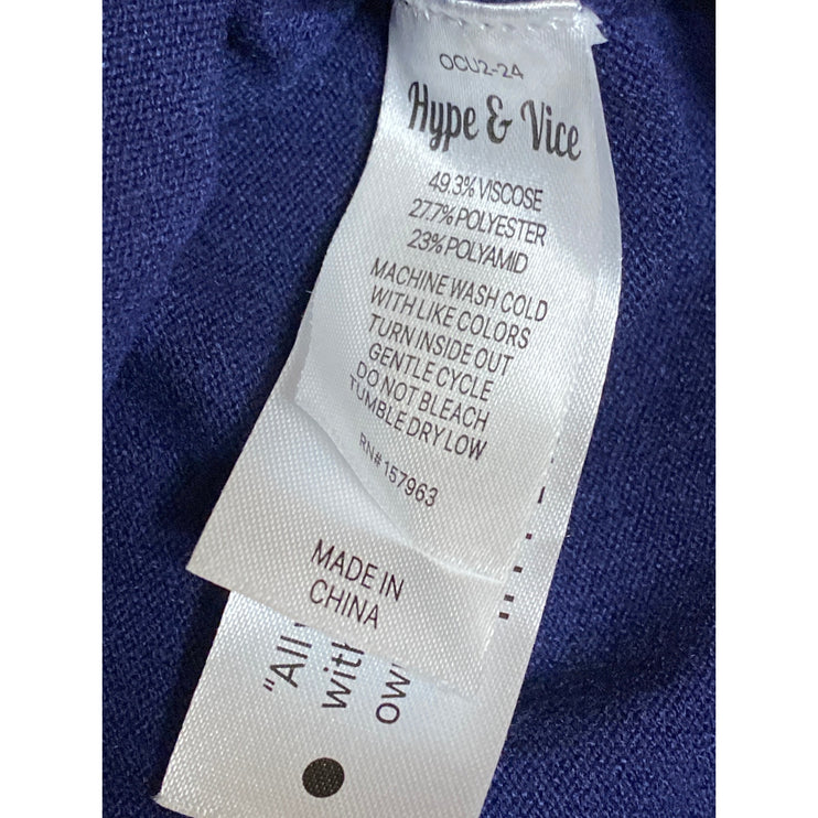 Hype & Vice Women's Blue Sleeveless Crewneck Crop Sweater Vest Tank Top Size S