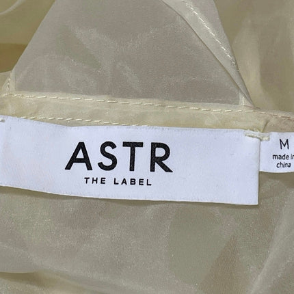 NEW ASTR The Label Amie Shirred Yellow Long Balloon Sleeves Peplum Blouse Top M