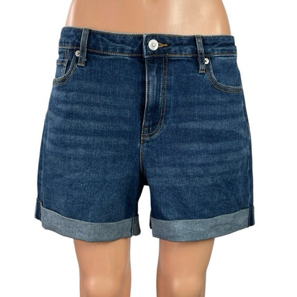 NEW Hudson Jeans Blue Roll Cuff Hem Mid Waist Mom Girlfriend Denim Shorts Size 8