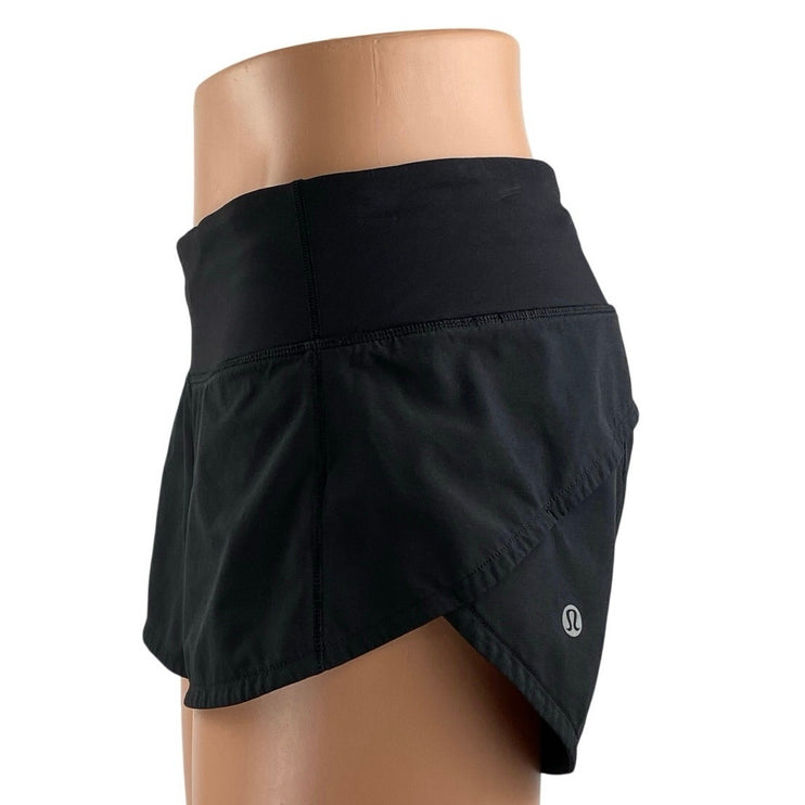 Lululemon Speed Up Black High Rise Workout Yoga Gym Athletic Running Shorts Sz 4