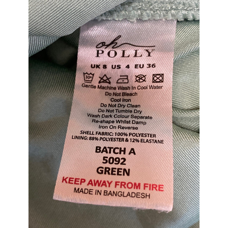 Oh Polly Green Cutout Long Sleeve Scop Neck Tie Off The Shoulder Crop Top Size 4