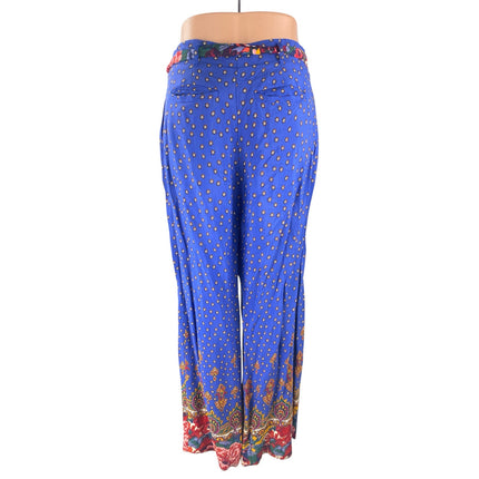 Anthropologie Ett:Twa Multicolor Floral Belted Palazzo Wide Leg Trousers Pants 4