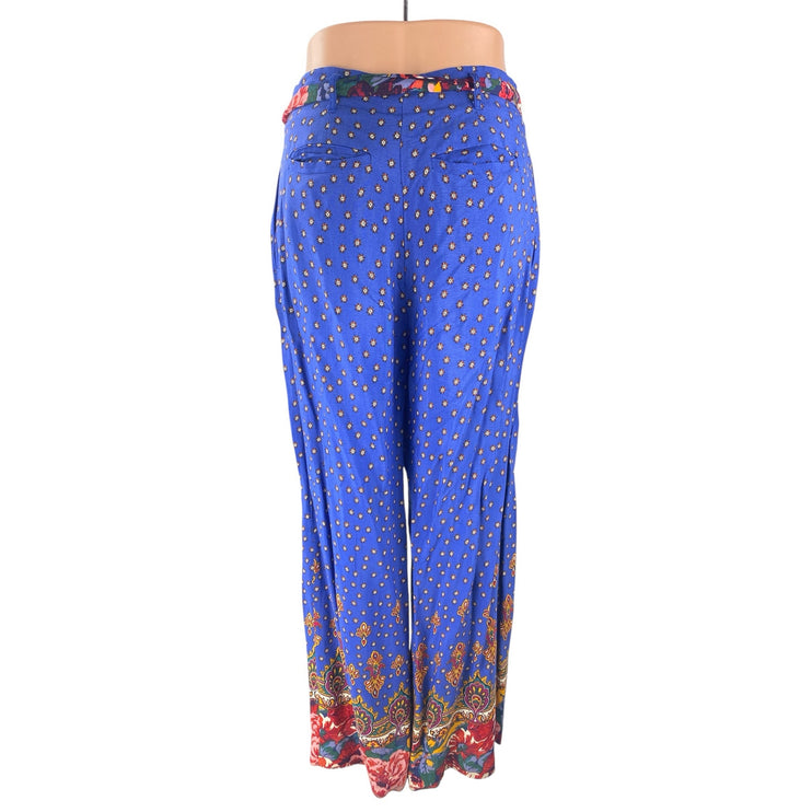 Anthropologie Ett:Twa Multicolor Floral Belted Palazzo Wide Leg Trousers Pants 4