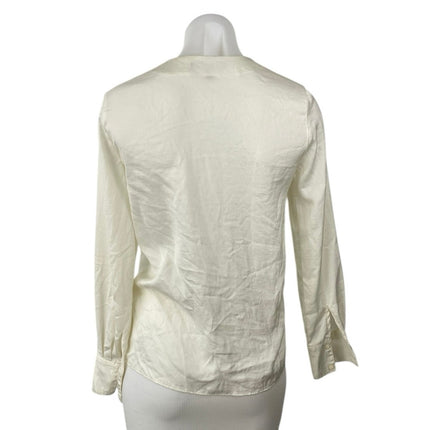 Banana Republic Women's Cream White V-Neck Long Sleeve Shirt Blouse Top Size XXS