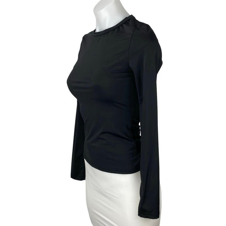 Princess Polly Women's Black Crewneck Long Sleeve Slim Tee T-shirt Top Size 4