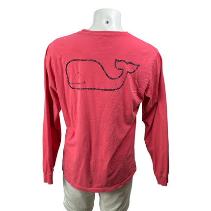 Vineyard Vines Men's Red Logo Long Sleeve Crew Neck Cotton T Shirt Tee Top M