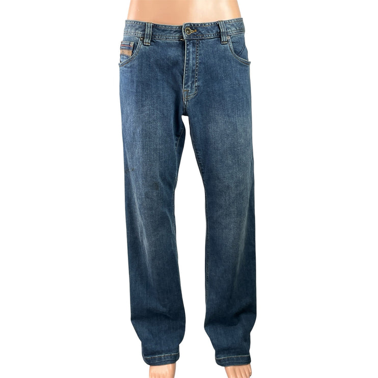 Prana Men's Blue Medium Wash Mid Rise Relaxed Straight Denim Jeans Size 33x32