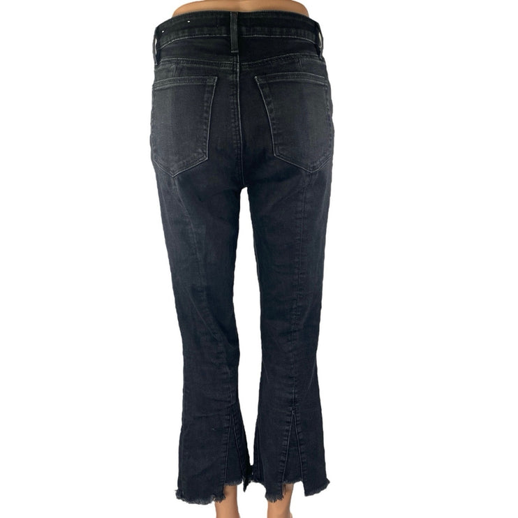 Ann Taylor LOFT Women's Black Frayed Raw Hem Flared Bootcut Denim Jeans Size 2