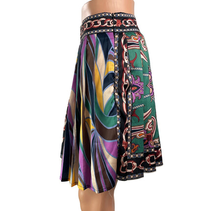 Her.. Bottari Women's Multicolor Pleated Graphic Paisley Shorts Skorts Skirts L