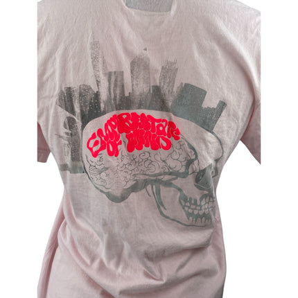Women's Pink Crewneck Short Sleeve Graphgic Print Casual Tee T-shirt Top Size S