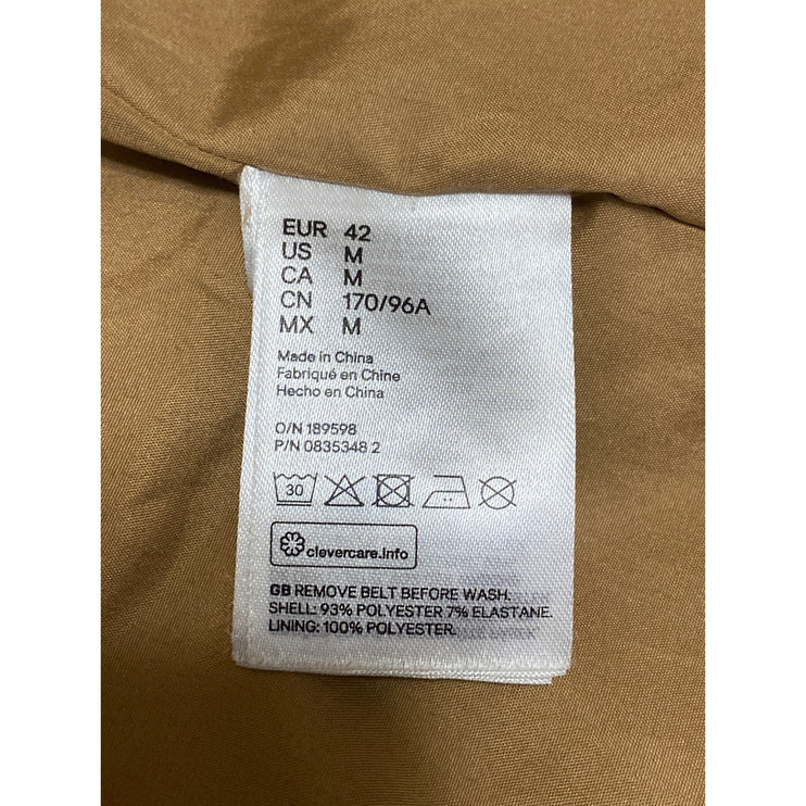 H&M Women's Brown Tan Double Breasted Belted Long Sleeve Trench Coat Jacket Sz M