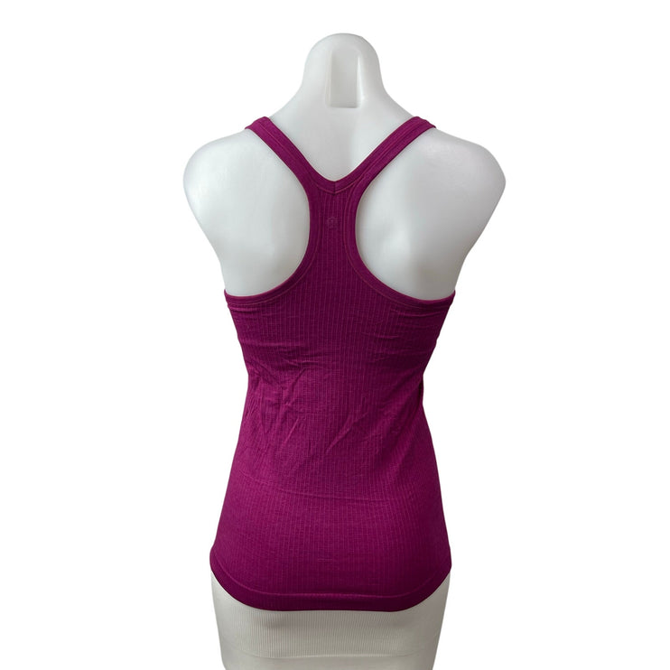 Lululemon Womens Pink Purple Ribbed Knit Racerback Yoga Athletic Tank Top Size 6