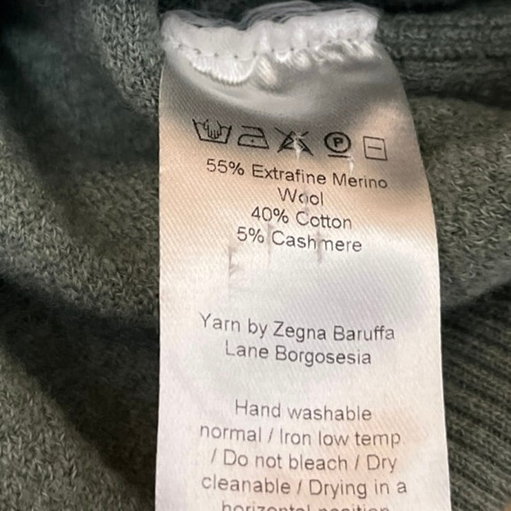 Emanuel Berg Men's Green Long Sleeve Wool Cashmere Crewneck Sweater Top Size S