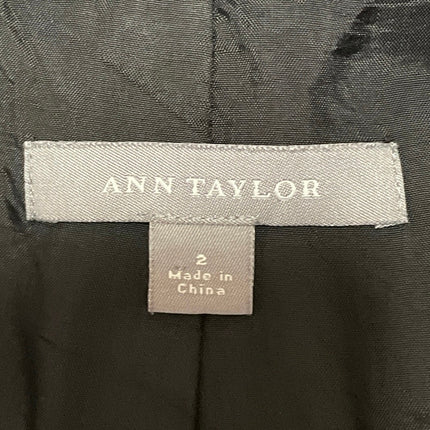 Ann Taylor Womens Black Long Sleeve Notch Lapel Pocket Blazer Coat Jacket Size 2