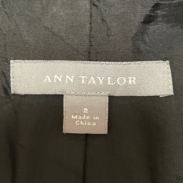 Ann Taylor Womens Black Long Sleeve Notch Lapel Pocket Blazer Coat Jacket Size 2