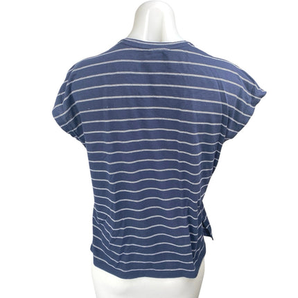 Banana Republic Women's Blue Striped Cap Sleeve Crew Neck Tee T-shirt Top Size S